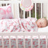 HunnmingRe Set 3 Set Baby Pink Bow Crib Bedding Pcs Crib Baby Blanket, Fitted Sheet, Pillowcase Soft Flannel Nursery