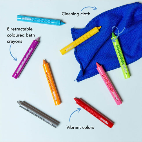 8 3+, Tiger Tribe Bath Crayons - Washable Colors for Mess-Free and Creative Bath Fun, Easy Grip for Kids Age Develops