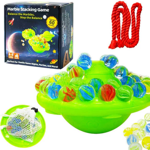 A V Marble Balance Board Game 60 Colorful Glass Marbles with Storage Base |