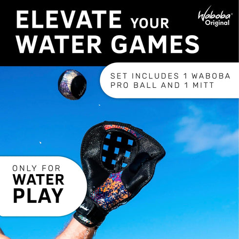 Waboba Catch Water Glove Pro Set, Water Bouncing Ball for Beach Games & Swimming Pool, Baseball Style Mitt for Catching