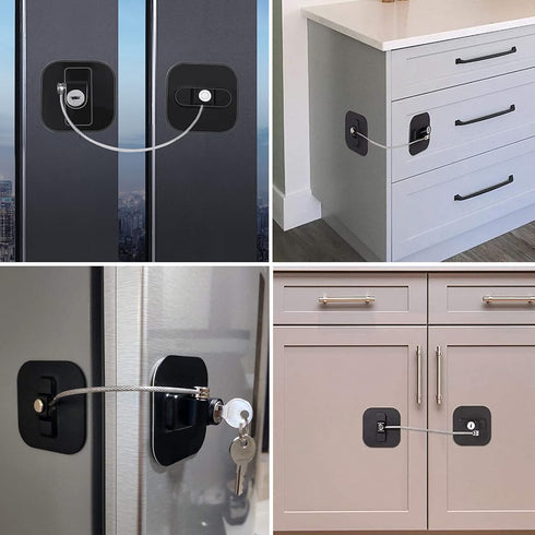 Refrigerator Lock with Key, 2 Pack Fridge Locks for Freezer, Cabinets, and Drawers with 4 Keys