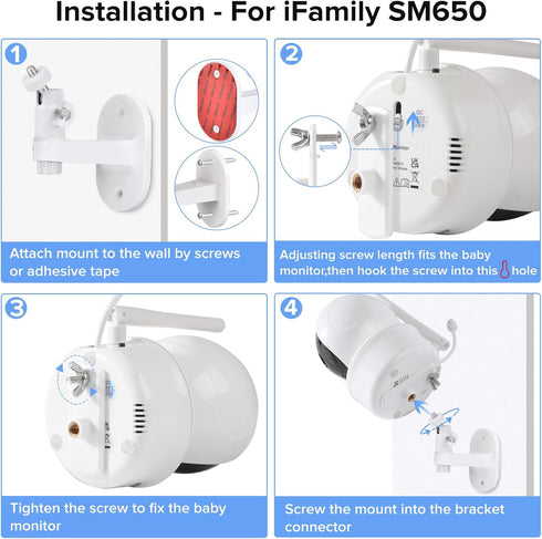 wochel SM650/SM653/SM43E, Adhesive Baby Monitor Mount for iFamily Sturdy and Stable Baby Camera Stand with Adjustable