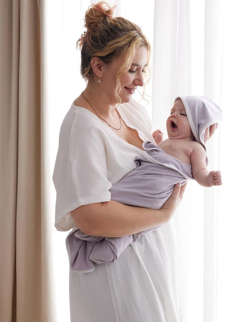 Momcozy 2 Count (Pack 1), 28 28 Inch, Baby Hooded Towel-Made from Cotton, Suitable for Newborn Shower Gifts, of X Ink