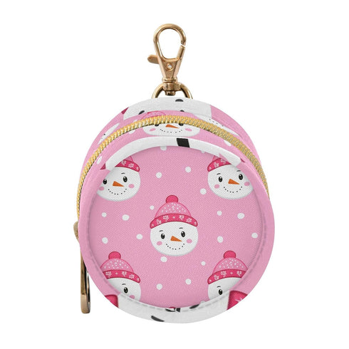 Snowmen Round Pacifier Storage Case with Zipper, Portable Pacifier Case for Travel,