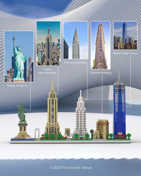 Set, 3048 Bricks,3D dOvOb Architecture New York Skyline Micro Mini Blocks Building Pieces Puzzle Collection Model Kit