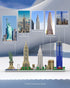 Set, 3048 Bricks,3D dOvOb Architecture New York Skyline Micro Mini Blocks Building Pieces Puzzle Collection Model Kit