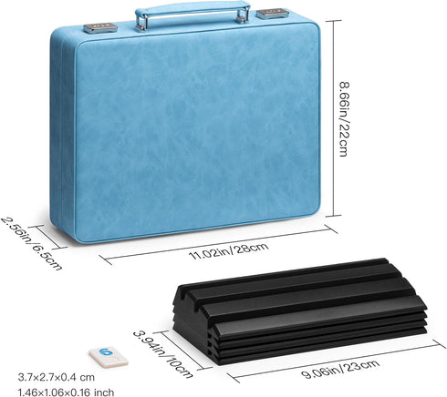 Lingle Rummy Set, 2-4 106 Rummy 4 Rummy Set Game Players with Tiles and Racks, Travel Game with Faux Leather Case, Fun