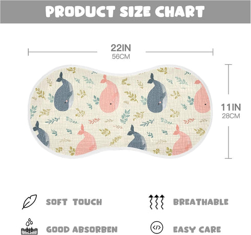 decor gift 4 Pack 22x11in Cotton Muslin Burp Cloths Large Good Absorbent? Cute Cartoon Tropical Whale Baby Burp Rags