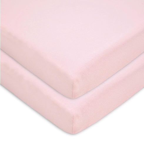 American Baby Company 2 Pack 100% Natural Cotton Fitted Mini Crib Sheets, 38" x 24", Soft & Breathable, Pink