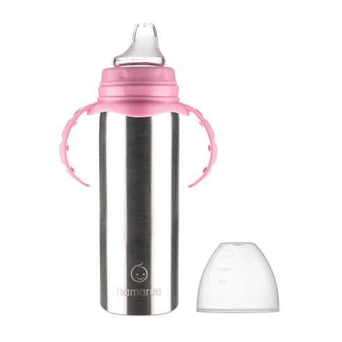3-in-1 (8 oz Stainless Steel Sippy Cups for Toddlers | Non-Toxic Insulated Stainless Steel Baby Bottle | Straw Cup