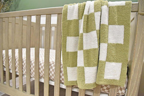 28"x40" L+L USA Checkered Baby Blanket - DreamSoft Knit Throw for Crib, Stroller or Car Seat - Soft Blanket/Newborn