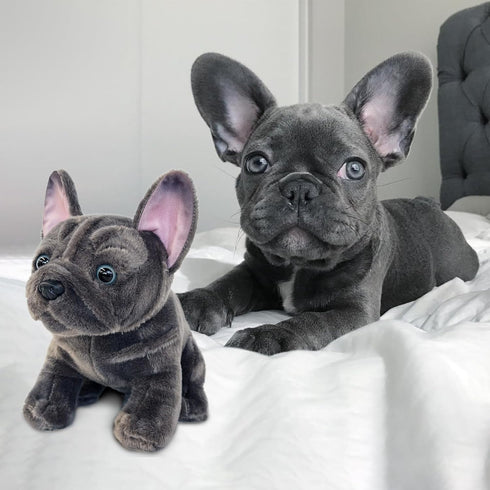 Dog,9" Bulldog Stuffed Animals Realistic Dog Stuffed Animals Soft Cuddly Gray Bulld og Stuffed D og Plush,Puppy Plush