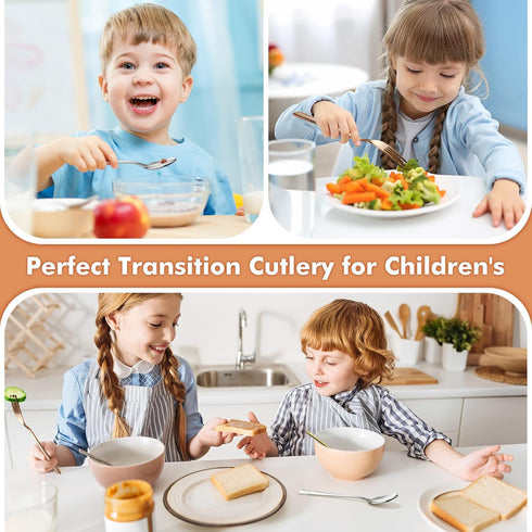 Stainless Steel Toddler Utensils Set, 12 Pieces Kids Silverware Set, Safe Food Grade Small Forks and Spoons, Dishwasher