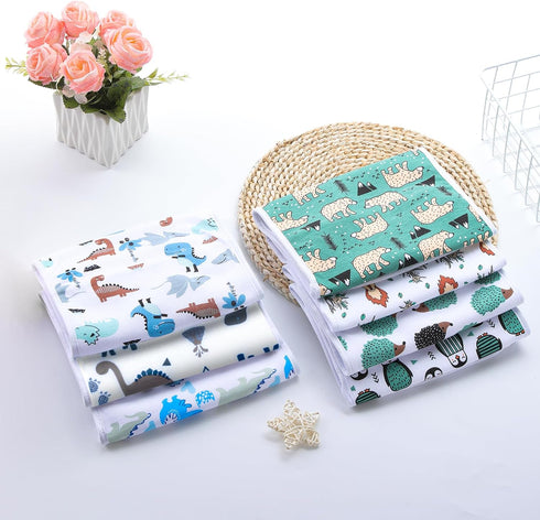 8-Pack Baby Burp Cloths Ultra-Soft Absorbent, Large Size, Cotton,Adorable Designs Perfect for Boys and Girls