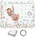 Wildflower Baby Monthly Blanket for Boys, Boho Newborn Age Blanket, Soft Flannel