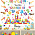 wondever Reading Corner Builders Blocks Wall Stickers Inspirational Quotes You are Capable of Amazing Things Handprint