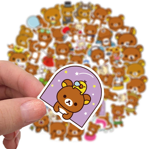 50PCS Kawaii Cartoon Bear Stickers for Kids and Teens, Vinyl Waterproof Sticker Pack for Skateboard, Phone, Party Décor