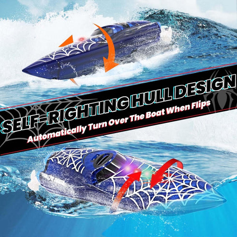 2.4Ghz 360 Swimming 8-12 Mini Remote Control Boat RC Boat Rotating LED Lights bulit-in Rechargeable Battery Pool