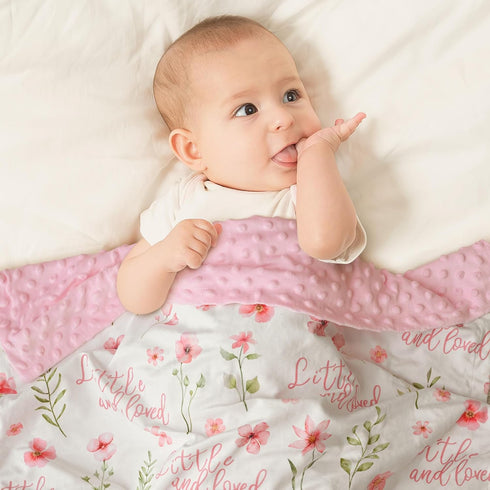 30 40 Inch Floral Baby Blankets for Girls - Super Soft Nursery Minky Blanket, Newborn Baby Blanket with Double Layer