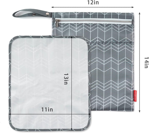 14in 12in, Waterproof Wet Dry Bag for Breast Pump Parts - x Perfect for Moms at Work - Wave Design