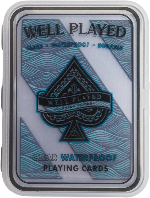 Well Played Waterproof Clear Plastic Playing Cards - Standard Deck, Transparent with Unique Design, Teal