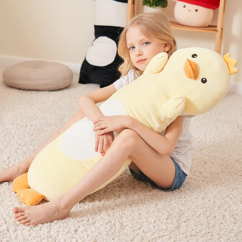 36 Long Duck Plush Body Pillow, Yellow Ducks Stuffed Animals, Cute Giant Large Big Jumbo Soft Squishy Pillow Plushies