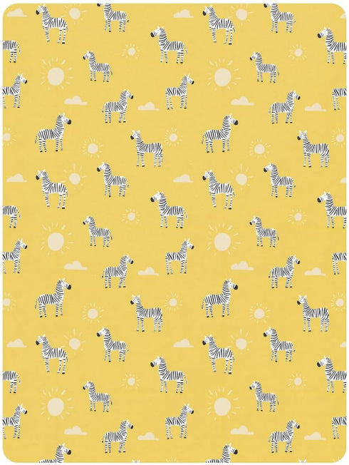 miaozhen 1 Pack 52x28 Cotton Crib Sheets for Baby Boys Girls Comfy Breathable Style Zebras Sun Pastel Yellow Toddler