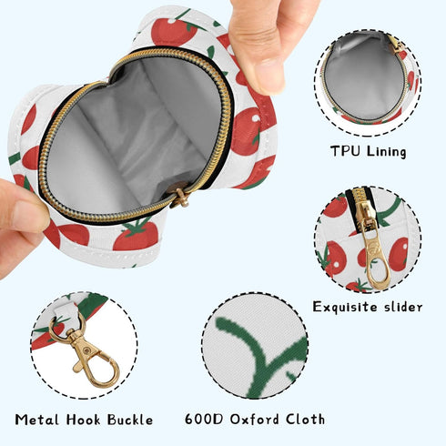 PYBUG Tomato Round Pacifier Storage Case, Polyester & TPU Lined with Hook Buckle, Pacifier Container Box for Baby