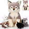 Honoson 5 Pcs Wolf Plush Set - 14 Inch Mommy Wolf Stuffed Animal with 4 Cute Baby Wolves, Soft Plushie Gift