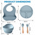 Generic 5-Piece Set 100% Silicone Baby Feeding Suction Bowl, Divided Plate, Adjustable Bib, Spoon & Fork Food-Grade