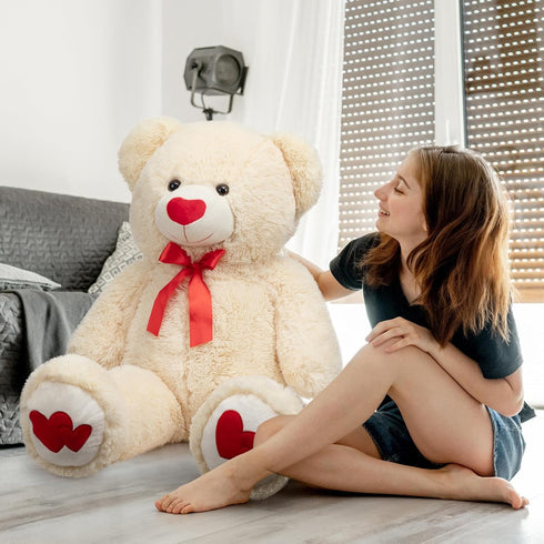 36 inch HollyHOME Big Teddy Bear Stuffed Animal Large Bear Plush with Red Heart for Girlfriend and Kids Holiday Toy