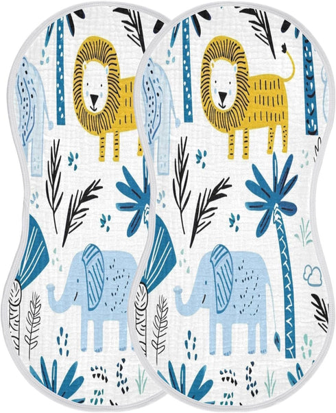 Bulletgxll Set 4, Cartoon Lions Unisex Baby Burp Cloths of Soft Absorbent Organic Cotton Muslin Burping Cloths
