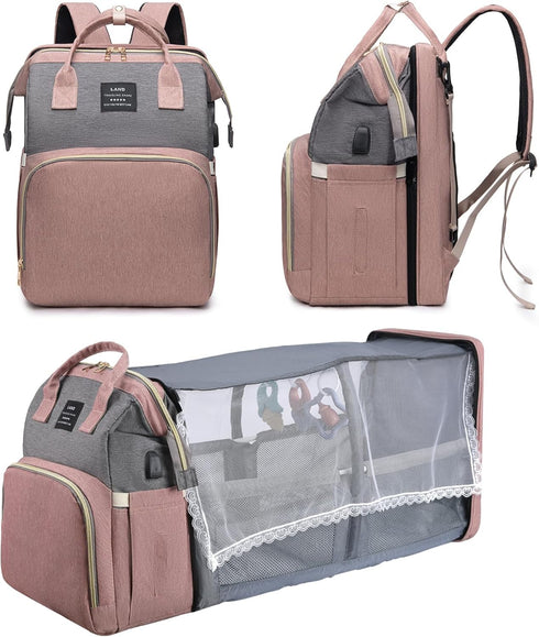 LHDYMXYN Diaper Bag Backpack with Changing Station, Pink Baby Girls Diaper Bag for