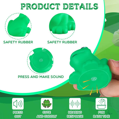 Zubebe Rubber Frogs Squeak and Floating Bath Toy, Baby Shower Swimming Bathtub Toys for Boys Girls