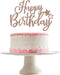 LeeSky Happy Birthday Cake Topper, Rose Gold Glittery Paper, 1pc, 4" x 0.3", Perfect for Parties