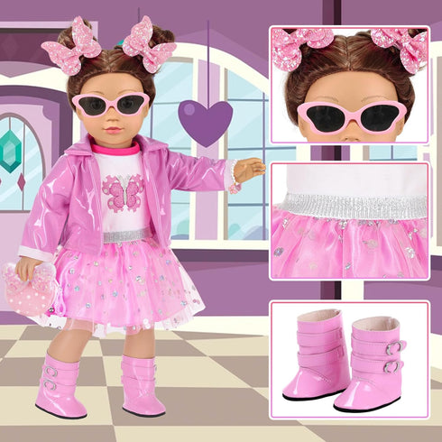 18 Inch Playset 18" American Dolls Clothes Pretend Makeup Accessories Gift for Girls,Cosmetic Bag Toys Fits for Dolls