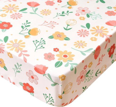 HomGoodz Floral Crib Sheets for Baby Girls 52 x 28 Inches Fitted Crib