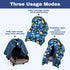 Hooyax Peekaboo Car Seat Cover for Baby Boy - Warm Minky Carseat Canopy with Adjustable Opening, Universal Fit
