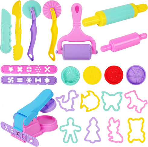Dough Tools Set for Kids 22 PCS Macaron Color Dough Play Tools