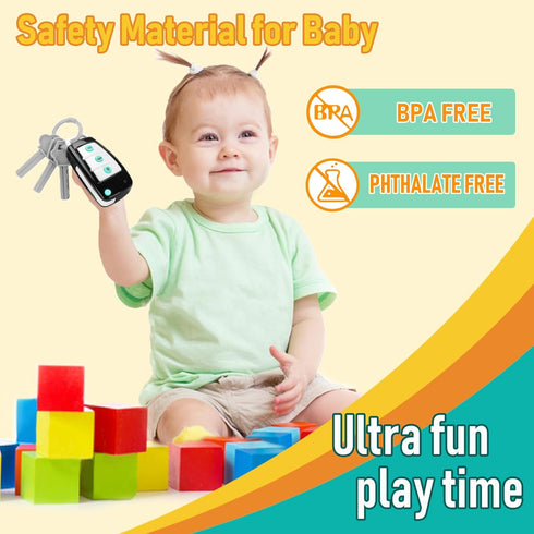Ella Dream Playset, Car Key Remote Car Key Toy with Light and Sounds, Pretend Play Keys with Cards for Boys and Girls