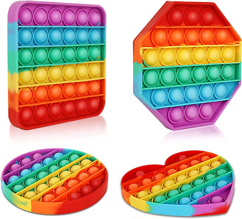Multipurpose Go Multipurpose 4 Pack Rainbow Pop it Fidget Toy, Bubble Sensory Toy for