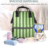 QSMJKLD Backpack Mommy Daypack Classic Green Striped Diaper Bag with Changing Pad, Pacifier Holder - Multifunction