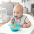 Bumkins Baby Bowl, Silicone Feeding Set with Suction for Baby and Toddler, Includes Spoon and Lid, First Feeding Set, Training Essentials for Baby Led Weaning for Babies 4 Months Up, Blue Jelly by Bumkins