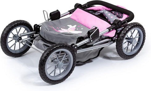 18 inch Bayer Trendy Doll Pram Stroller for Girls, Adjustable Handle, Carriage with Bag, Fits Dolls