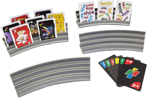 Set of 4 Extendable Plastic Playing Card Holders (Grey) for Card Games