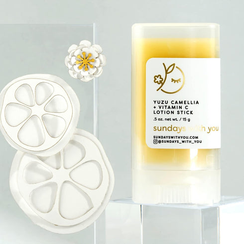 Sundays With You Vitamin C Yuzu Solid Lotion Stick - Camellia Oil Moisturizer - TSA Travel Friendly Lotion