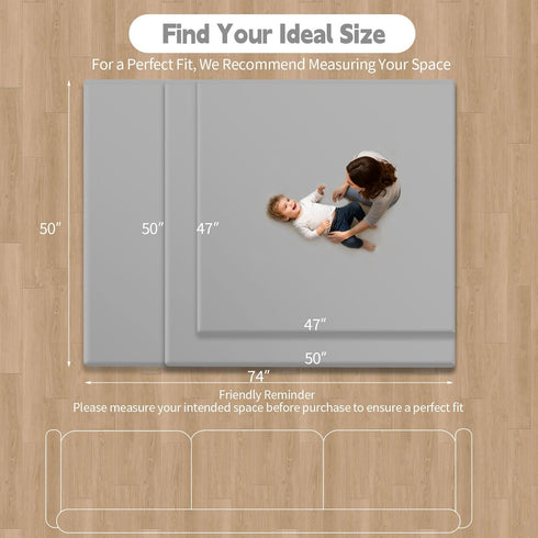 LevNubis 50"50" 1.3" Tummy Baby Play Mat for Floor, Playpen Mat, Thick Elasti-Foam, Non-Slip Crawling Mat for Time