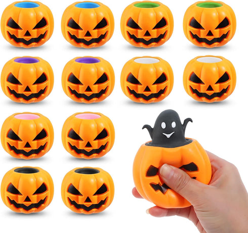 BILLMOSS Halloween Pumpkin Squishy Toys - 12PCS 6 Colors Stress Relief Ghost