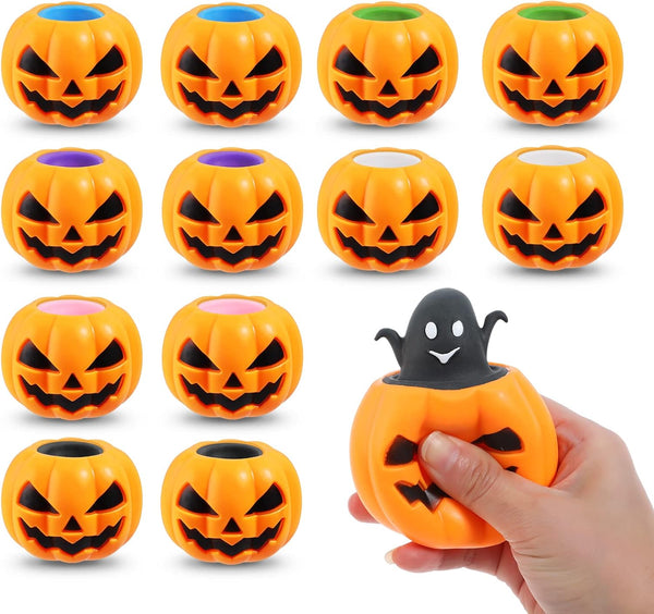 BILLMOSS Halloween Pumpkin Squishy Toys - 12PCS 6 Colors Stress Relief Ghost