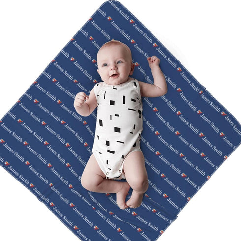 SIMIEEK Set Personalized Baby Swaddle Blanket Girl Boy Custom Name Receiving Blanket with Bow Headband and Hat